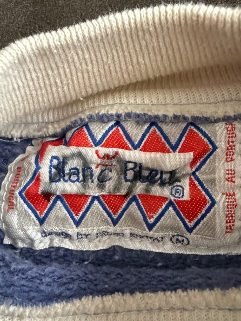 Vintage Blanc Bleu Rodeo Graphic Sweatshirt Blue & White Colorblock Western Styl - Picture 2 of 3